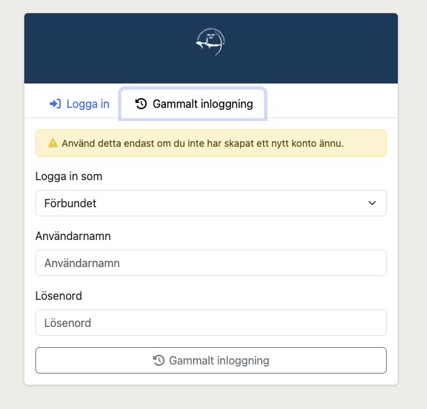 Flik för gammal inloggning