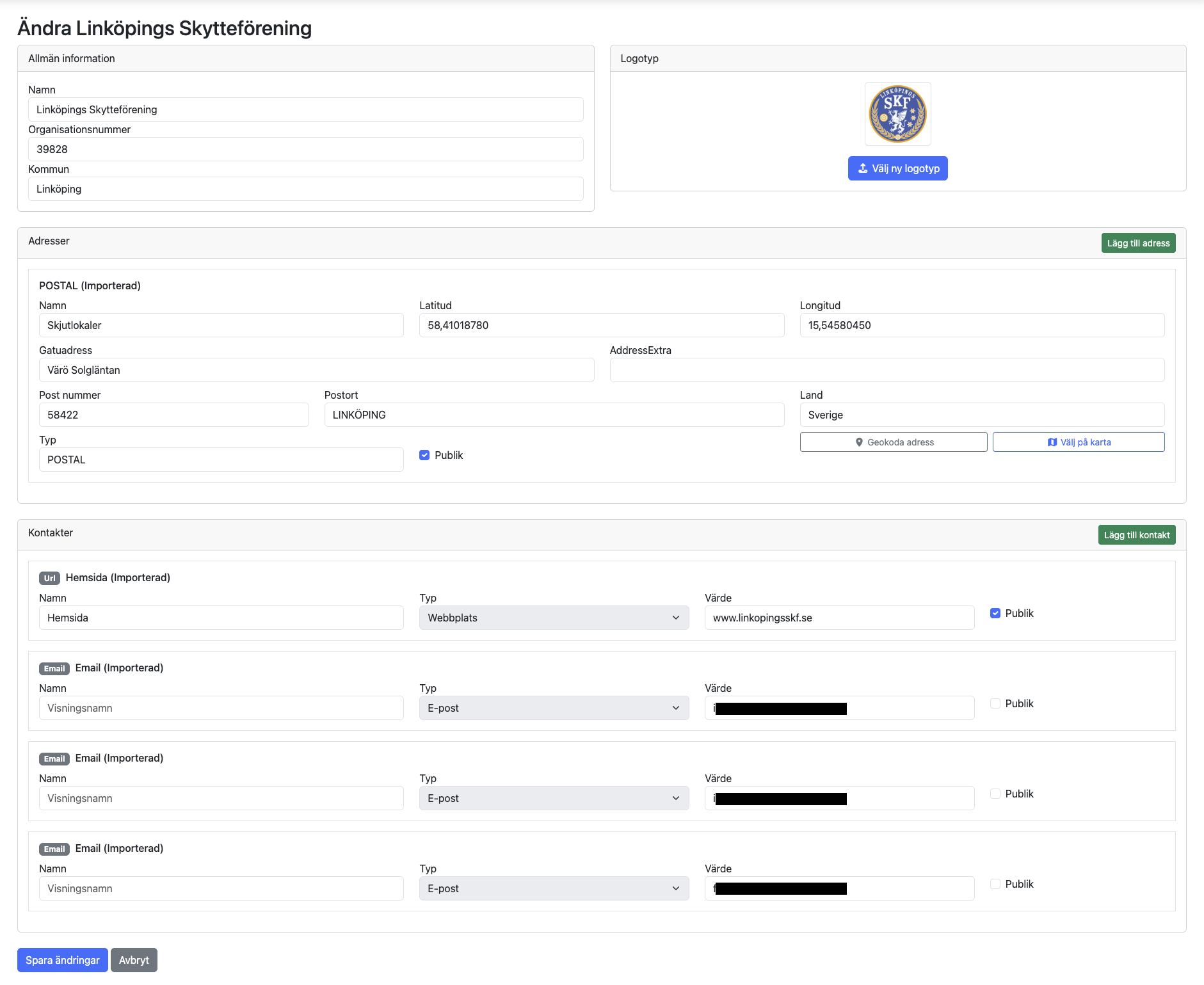 Redigera organisation